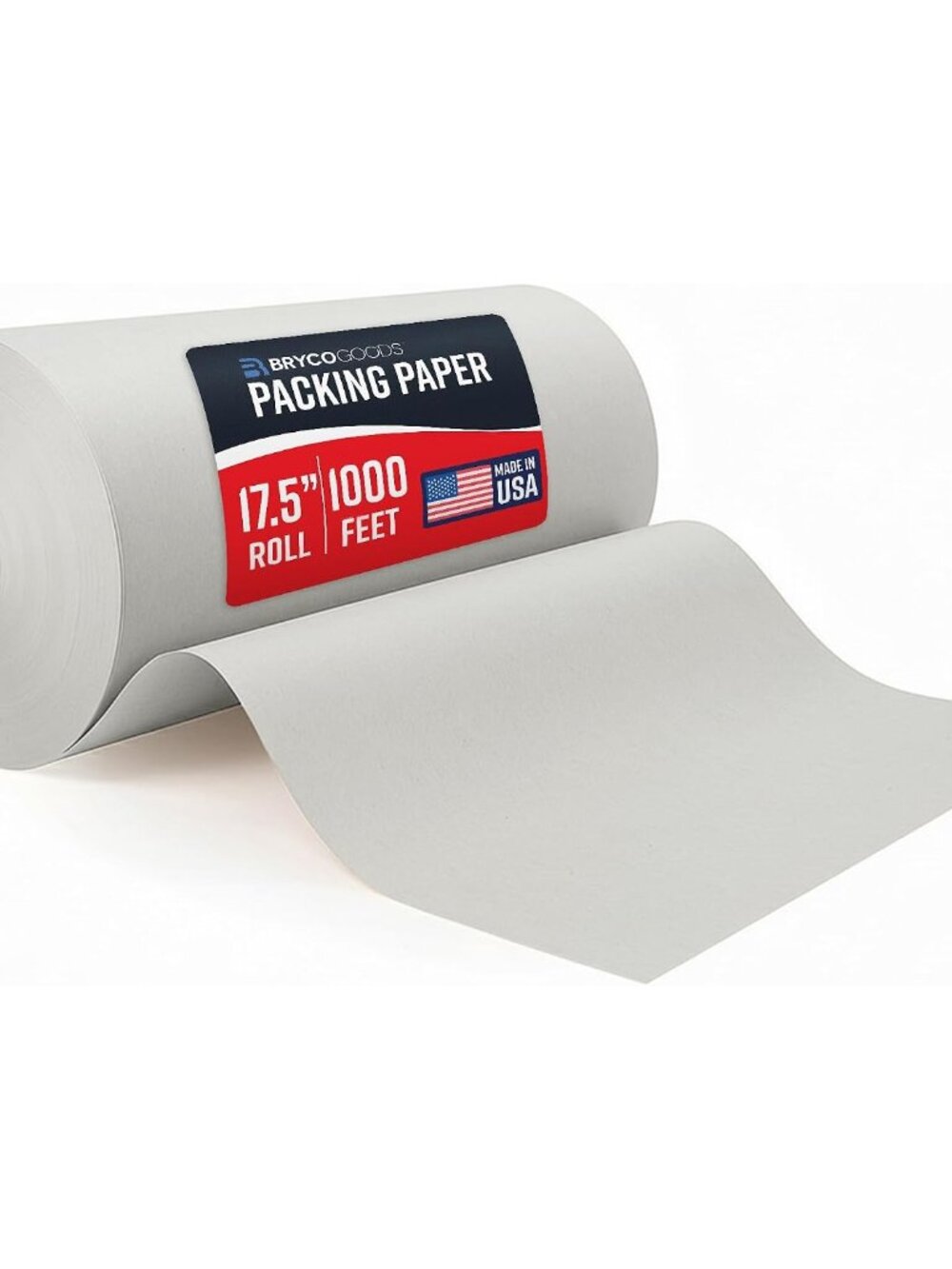 Large Newsprint Packing Paper Roll 1000'L x 17.5”W,